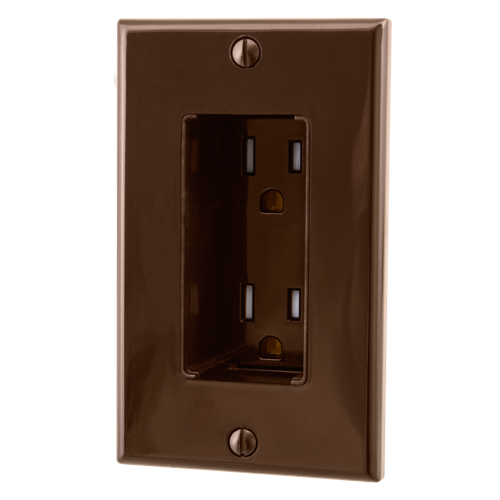 Tamper Resistant Discreet Decor Recessed Outlet, Brown