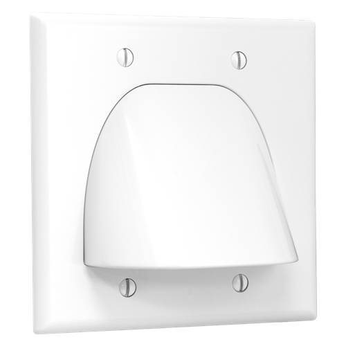 thumbnail image 2 of The Wires Zone White Double-Gang Low Voltage Cable Pass Through Wall Face Plate 2 of 5