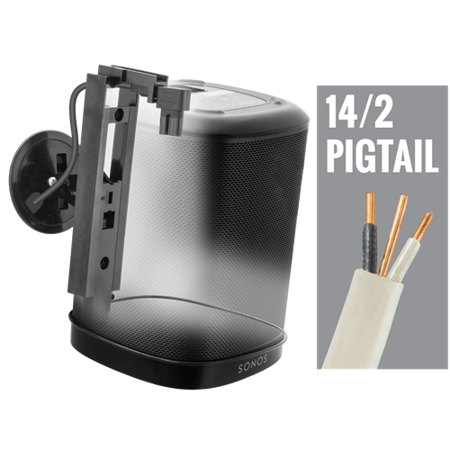 Wall & Hidden Power for Sonos One & One SL, 40', Black, WIP, With 1 Interconnect || Midlite