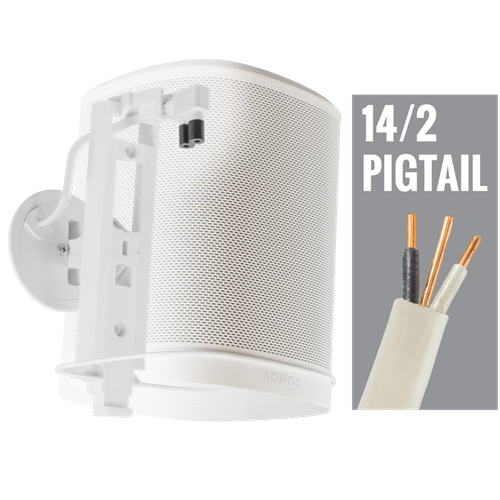 Wall Mount & Hidden Power for Sonos One & One SL, 15', White, WIP, With 1 || Midlite