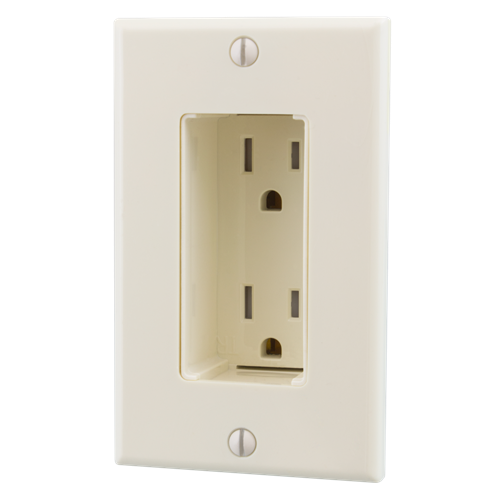 Tamper Resistant Discreet Decor Recessed Outlet, Almond