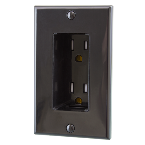 Tamper Resistant Discreet Decor Recessed Outlet, Black