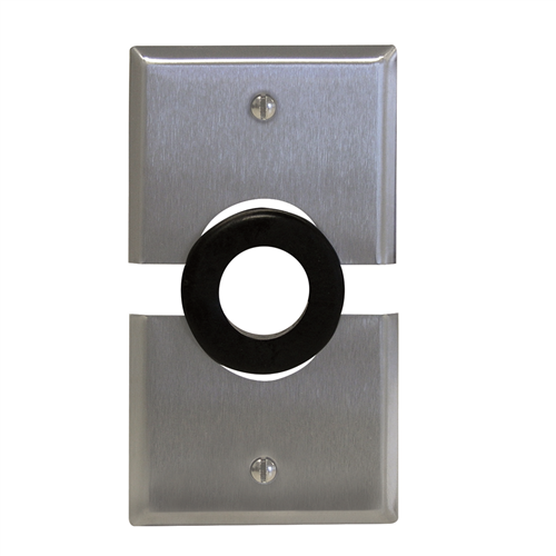 Single Gang Split Stainless Steel Plate with rubber grommet and 1" hole