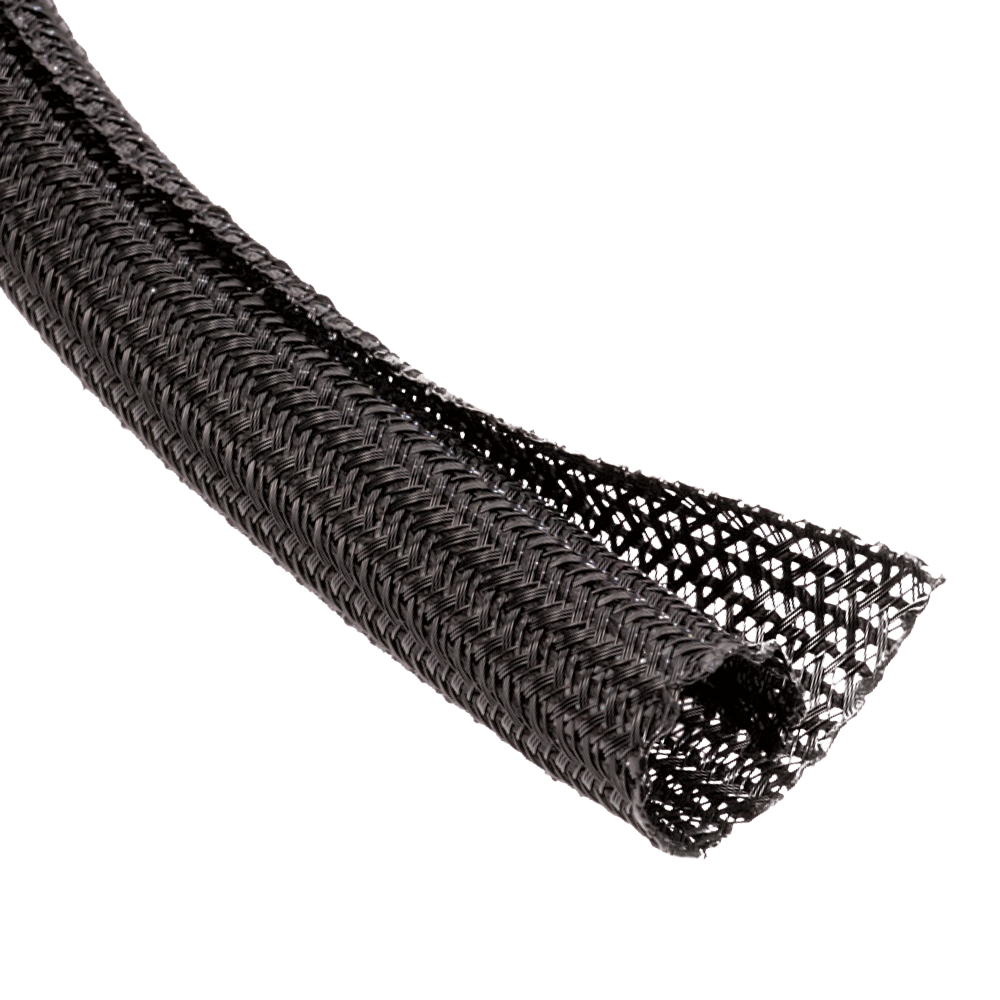100ft 2 inch Split Hook and Loop Braided Sleeving Black