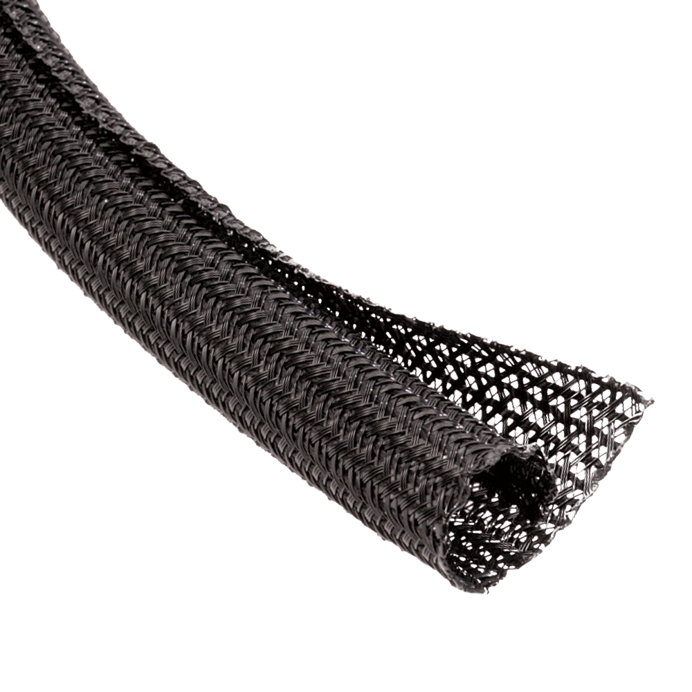 2 Dia. x 25' Black Wire Braided Wrap Split Sleeving